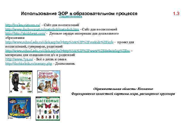 Использование ЭОР в образовательном процессе Лицензионных 1. 3 http: //ivalex. vistcom. ru/ - Сайт