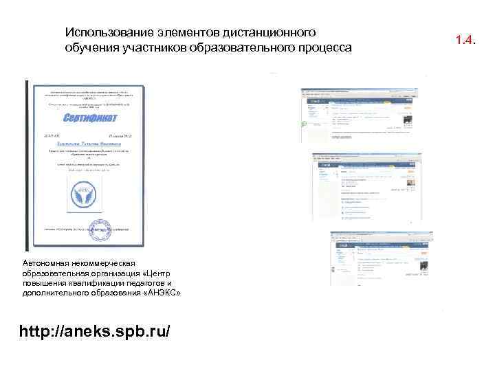 Использование элементов дистанционного обучения участников образовательного процесса Автономная некоммерческая образовательная организация «Центр повышения квалификации