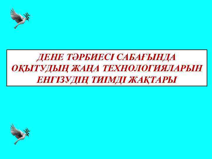 ДЕНЕ ТӘРБИЕСІ САБАҒЫНДА ОҚЫТУДЫҢ ЖАҢА ТЕХНОЛОГИЯЛАРЫН ЕНГІЗУДІҢ ТИІМДІ ЖАҚТАРЫ 