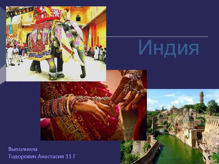 Индия Выполнила Тодорович Анастасия 11 Г 