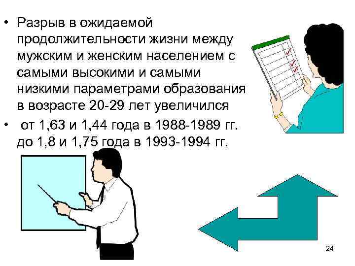  • Разрыв в ожидаемой продолжительности жизни между мужским и женским населением с самыми