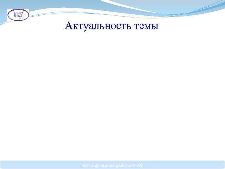 Актуальность темы тема дипломной работы–ФИО 