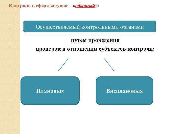 Контроль в сфере закупок – «обычный» : Осуществляемый контрольными органами путем проведения проверок в