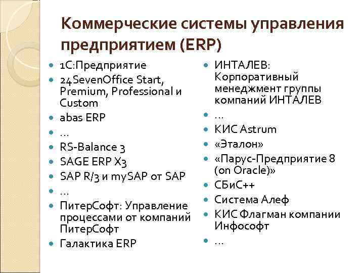 Коммерческие системы управления предприятием (ERP) 1 С: Предприятие 24 Seven. Office Start, Premium, Professional