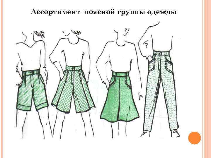 Ассортимент поясной группы одежды 