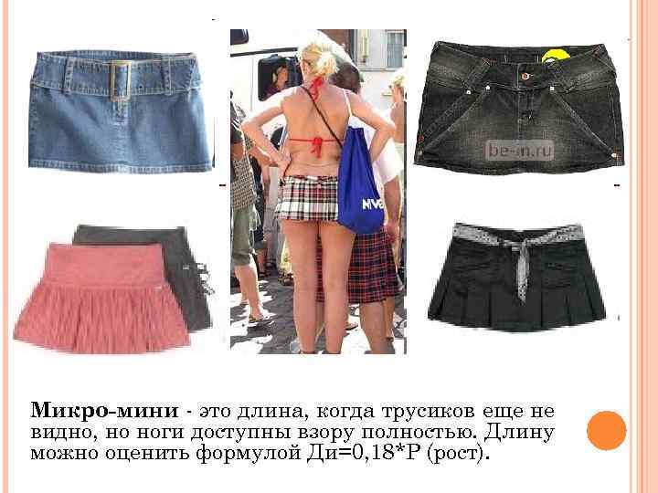 Микро-мини - это длина, когда трусиков еще не видно, но ноги доступны взору полностью.