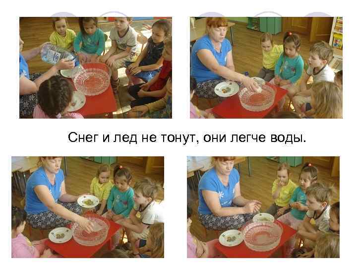  Снег и лед не тонут, они легче воды. 