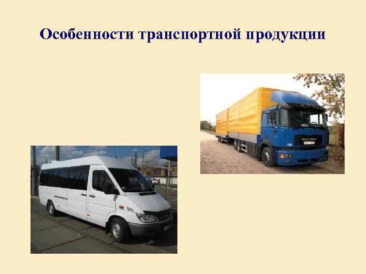 Особенности транспортной продукции 