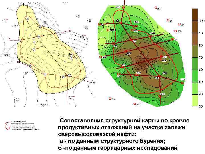 В пределах внутреннего контура нефтеносности карта эффективных толщин является