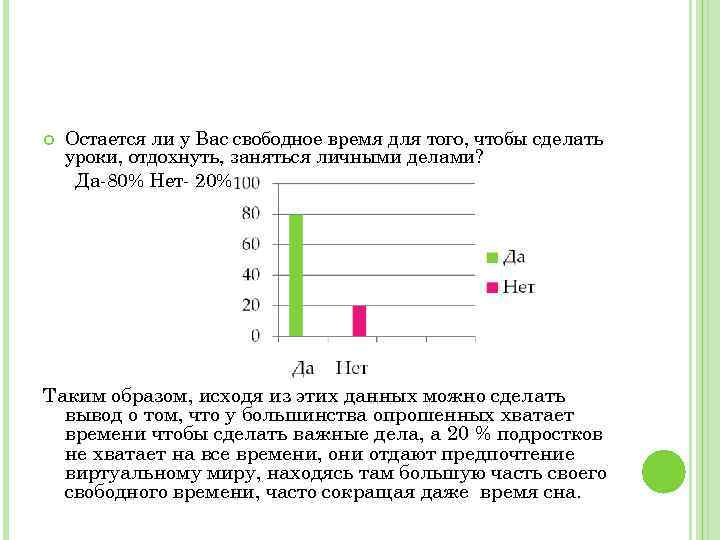  Остается ли у Вас свободное время для того, чтобы сделать уроки, отдохнуть, заняться
