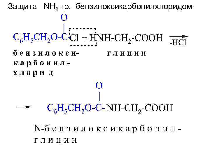 Защита NН 2 -гр. бензилоксикарбонилхлоридом: 