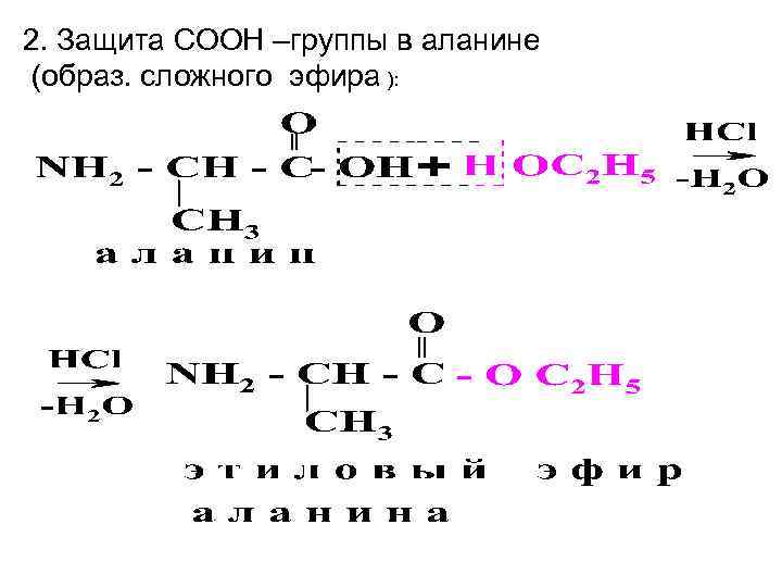 2. Защита СООН –группы в аланине (образ. сложного эфира ): 
