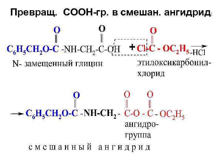 Превращ. СООН-гр. в смешан. ангидрид: 
