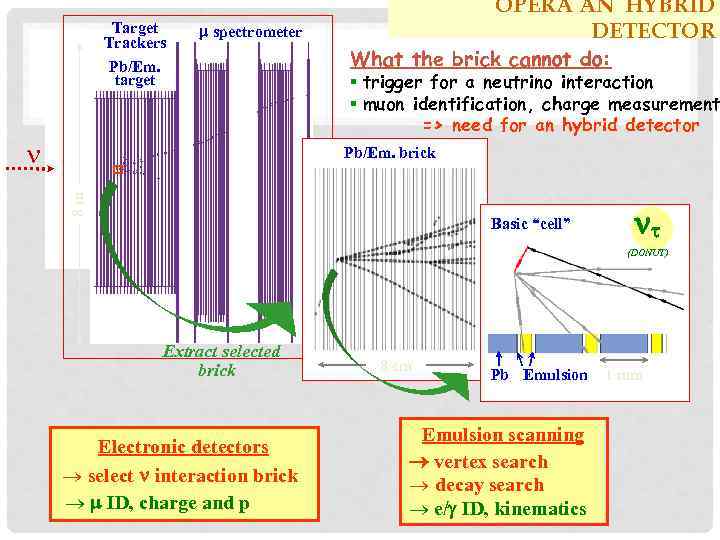Target Trackers Pb/Em. target OPERA AN HYBRID DETECTOR m spectrometer What the brick cannot