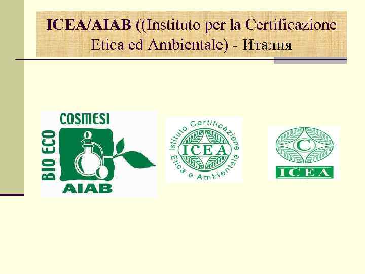 ICEA/AIAB ((Instituto per la Certificazione Etica ed Ambientale) - Италия 