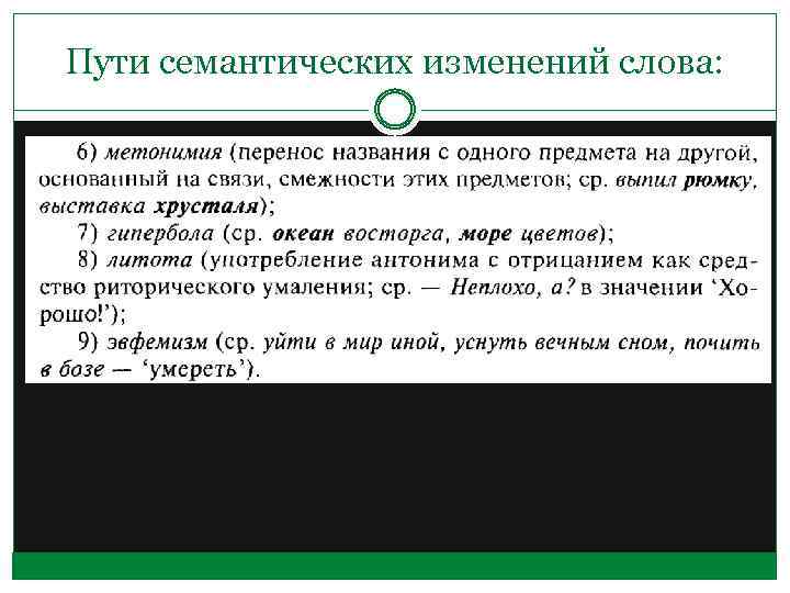 Пути семантических изменений слова: 