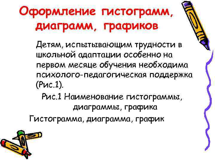 Оформление гистограмм, диаграмм, графиков Детям, испытывающим трудности в школьной адаптации особенно на первом месяце