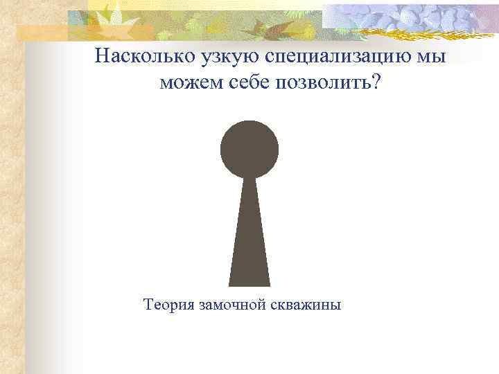 Насколько узкую специализацию мы можем себе позволить? Теория замочной скважины 