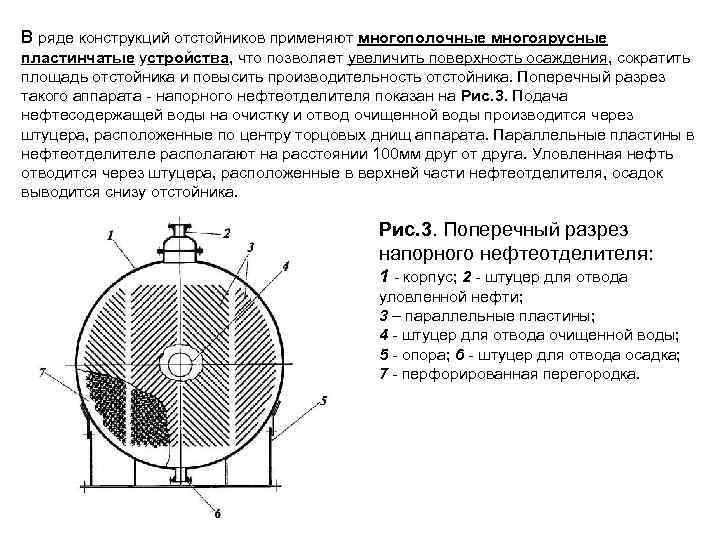 В ряде конструкций отстойников применяют многополочные многоярусные пластинчатые устройства, что позволяет увеличить поверхность осаждения,