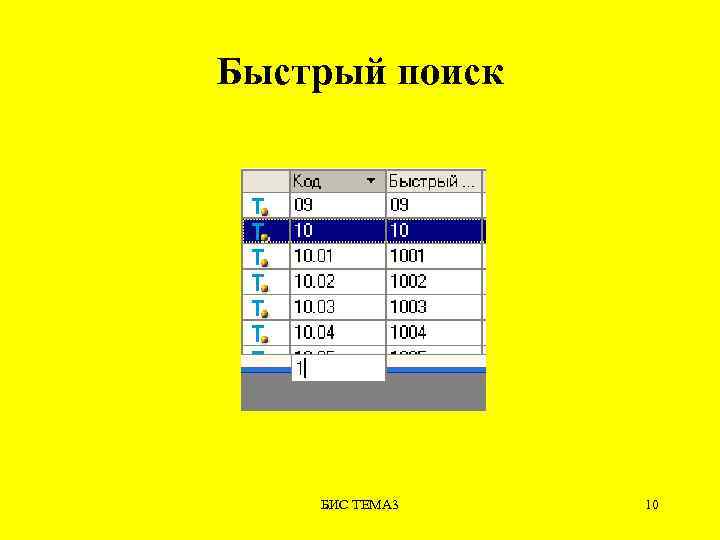 Быстрый поиск БИС ТЕМА 3 10 
