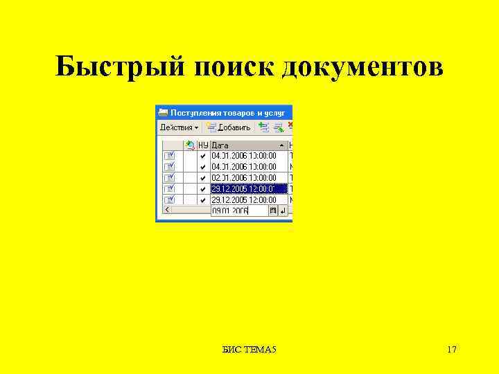Быстрый поиск документов БИС ТЕМА 5 17 