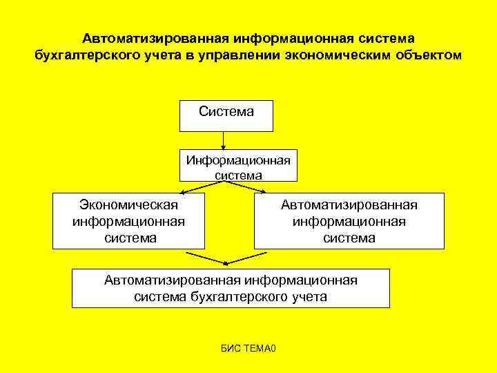 Автоматизированная информационная система бухгалтерского учета в управлении экономическим объектом Система Информационная система Экономическая информационная