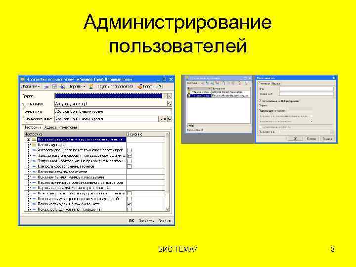 Администрирование пользователей БИС ТЕМА 7 3 