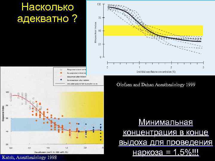 Насколько адекватно ? Olofsen and Dahan Anesthesiology 1999 Katoh, Anesthesiology 1998 Минимальная концентрация в