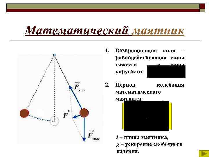 Гармонические колебания математического маятника