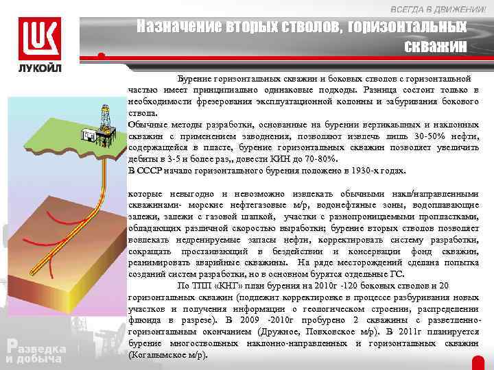 Назначение вторых стволов, горизонтальных скважин Бурение горизонтальных скважин и боковых стволов с горизонтальной частью