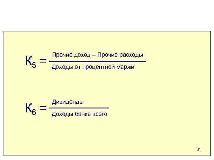 К 5 = К 6 = Прочие доход – Прочие расходы Доходы от процентной