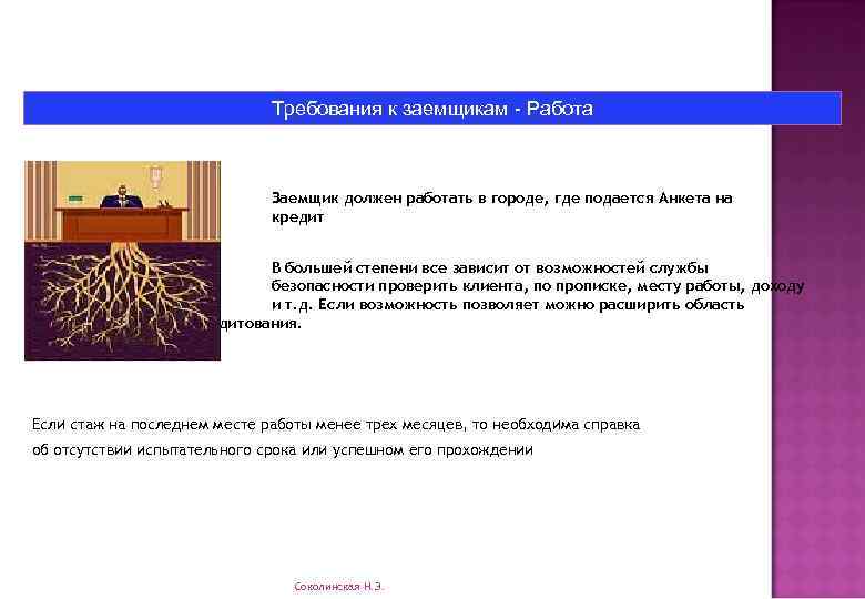Требования к заемщикам - Работа Заемщик должен работать в городе, где подается Анкета на