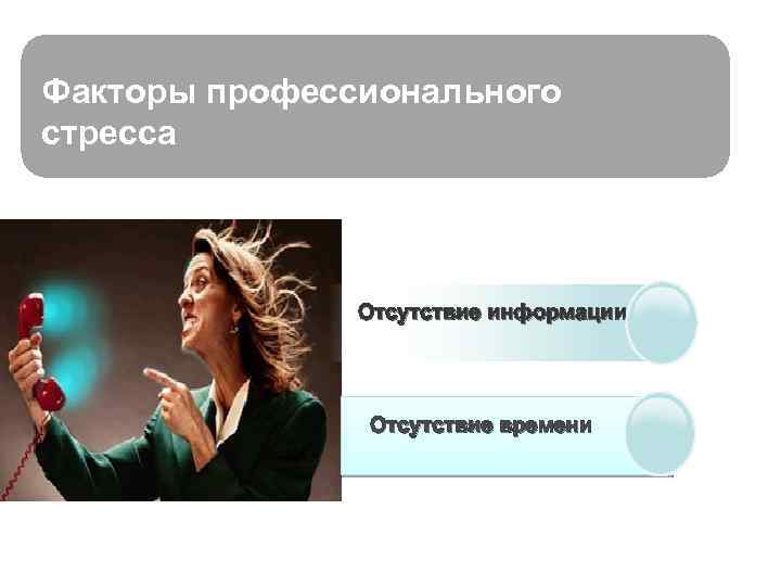 Факторы профессионального стресса Отсутствие информации Отсутствие времени 