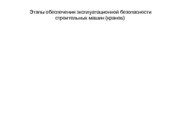 Этапы обеспечения эксплуатационной безопасности строительных машин (кранов) 