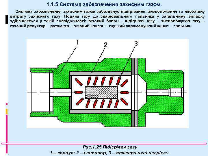 1. 1. 5 Система забезпечення захисним газом забезпечує підігрівання, зневоложення та необхідну витрату захисного