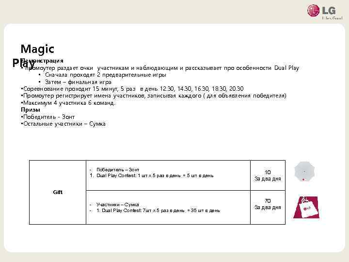 Magic Демонстрация Play • промоутер раздает очки • 마스터 텍스트 스타일을 편집합니다 участникам и