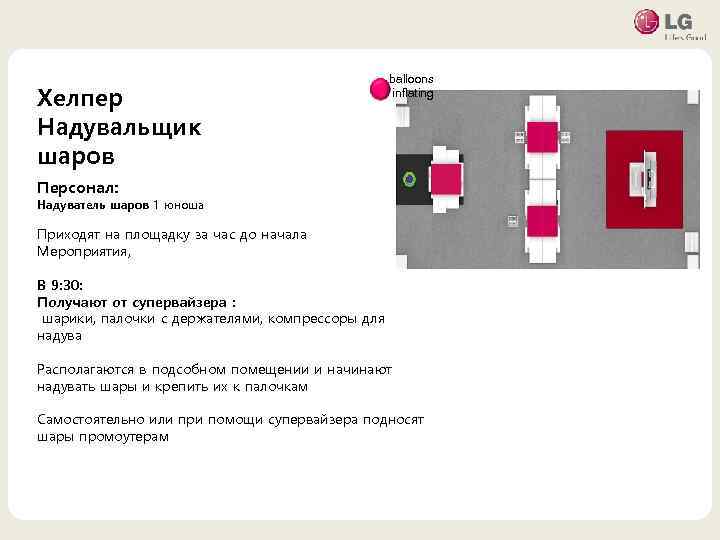 Хелпер Надувальщик • 마스터 텍스트 шаров balloons inflating 스타일을 편집합니다 – 둘째 수준 Персонал: