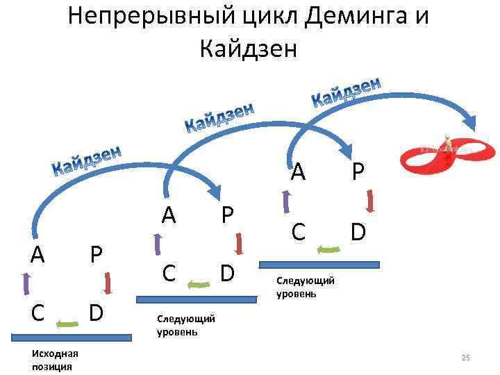 Непрерывный цикл Деминга и Кайдзен A A A C Исходная позиция P D P
