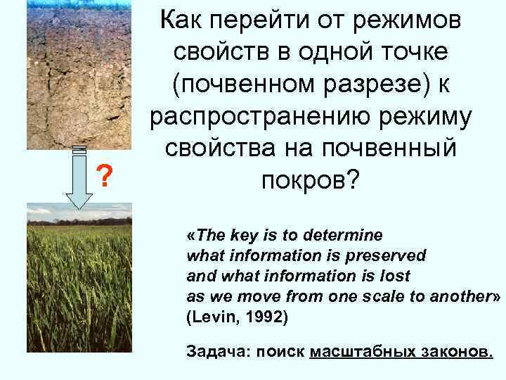 ? Как перейти от режимов свойств в одной точке (почвенном разрезе) к распространению режиму