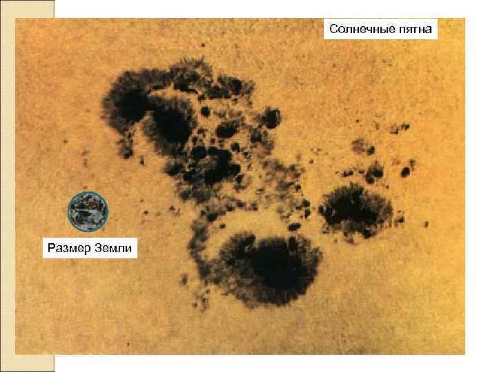 Солнечные пятна Размер Земли 
