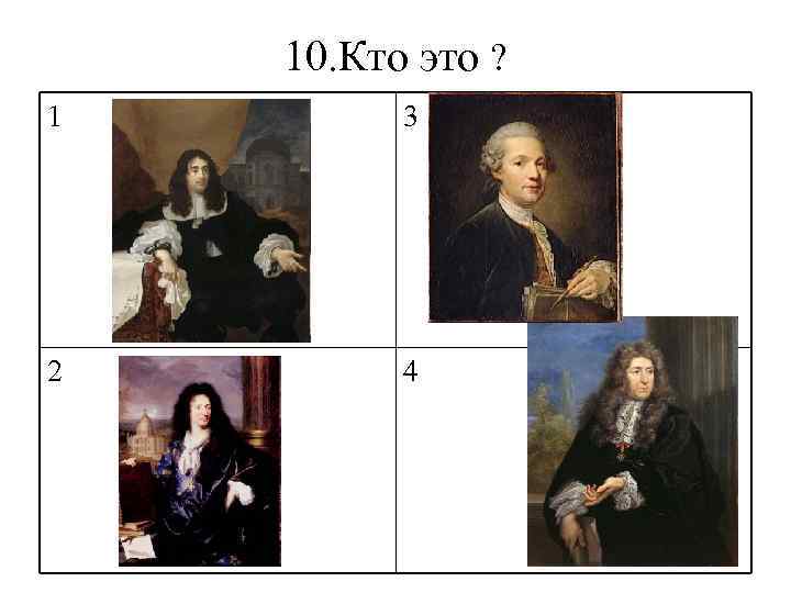 10. Кто это ? 1 3 2 4 