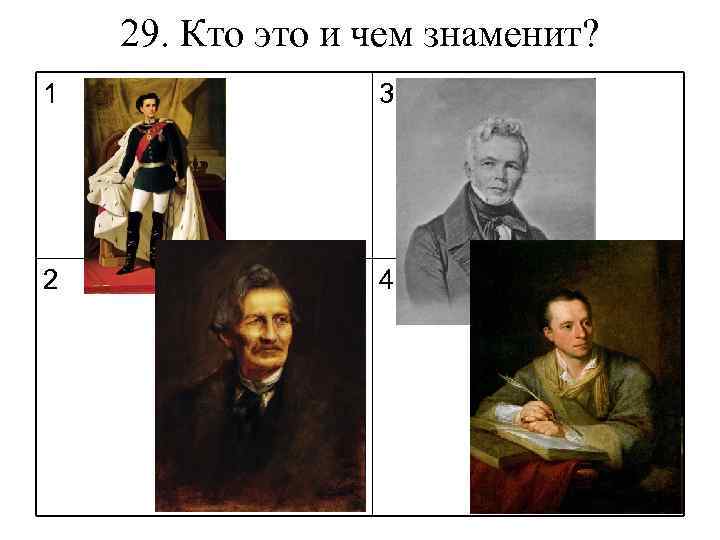 29. Кто это и чем знаменит? 1 3 2 4 