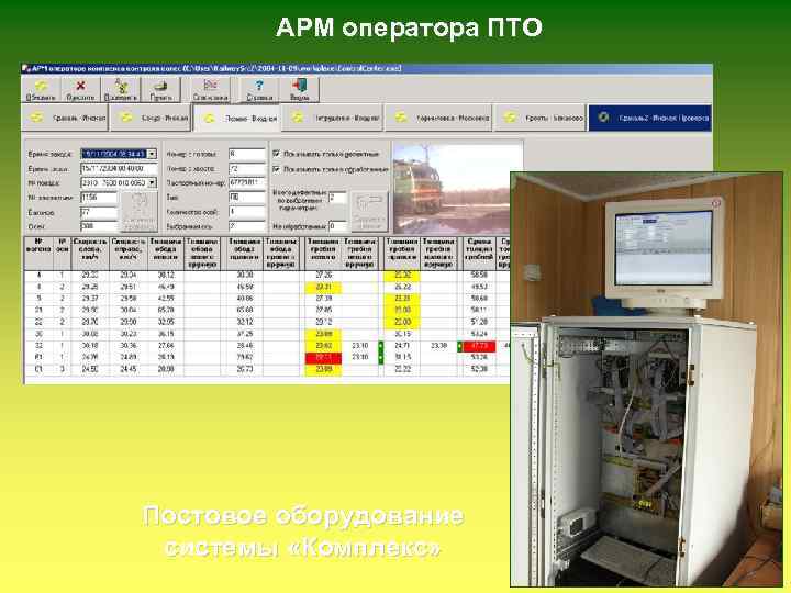 АРМ оператора ПТО Постовое оборудование системы «Комплекс» 