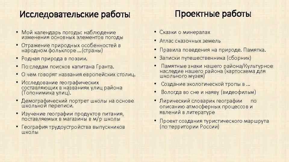 Проектные работы Исследовательские работы • Мой календарь погоды: наблюдение изменения основных элементов погоды •