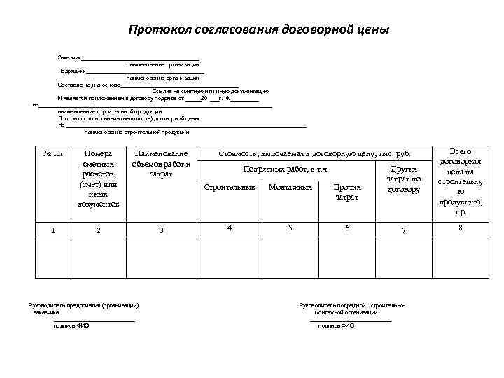 Протокол согласования тарифов на услуги автомобильного транспорта образец