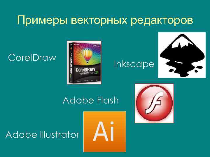 Примеры векторных редакторов Corel. Draw Inkscape Adobe Flash Adobe Illustrator 