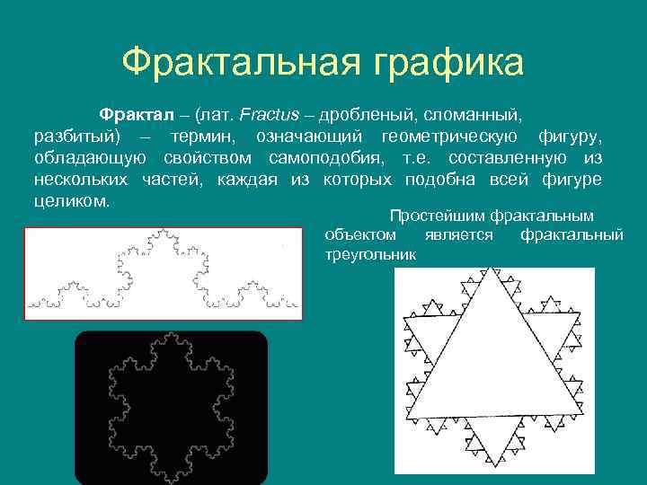 Графика изображение построено из объектов обладающих свойством самоподобия