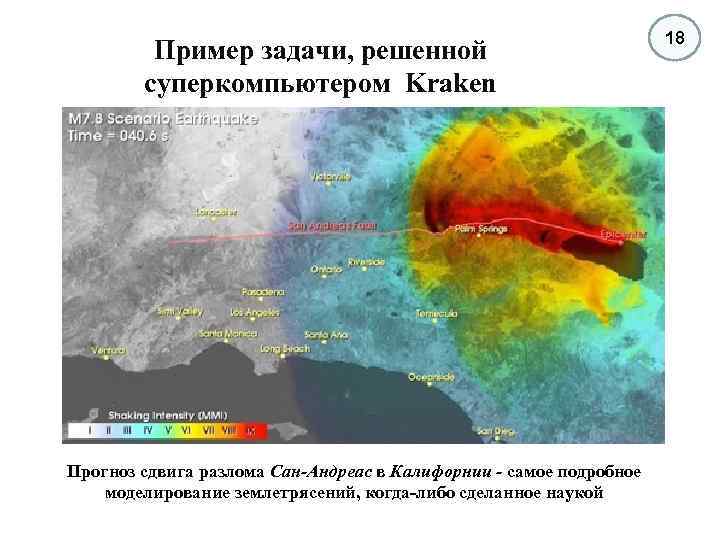 Пример задачи, решенной суперкомпьютером Kraken Прогноз сдвига разлома Сан-Андреас в Калифорнии - самое подробное