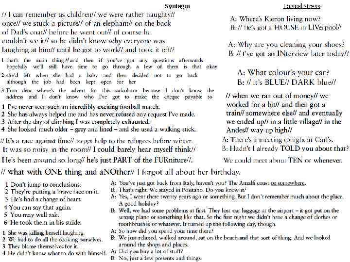 Syntagm Logical stress 