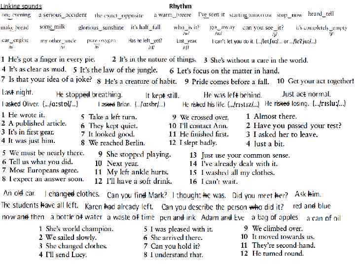 Linking sounds Rhythm 